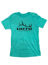 Load image into Gallery viewer, Seafoam Heather “Go Farther” Elk Antler T-Shirt